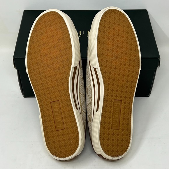 Ralph Lauren Cissy Camel Signature Fabric Mule Sneaker Women's Size 8.5B VTG NEW - Picture 10 of 14